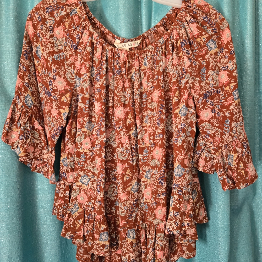 Vanilla Star Women's Floral Blouse - Red and Blue
